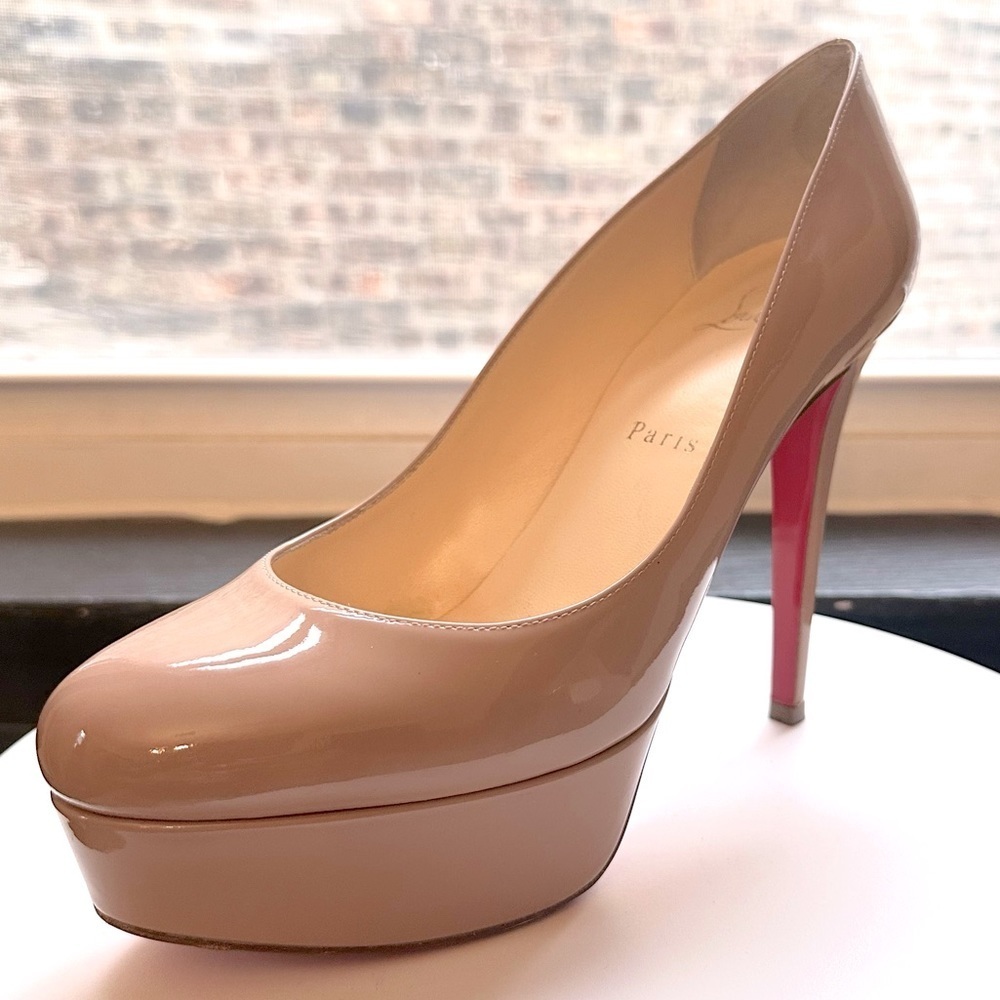 🌺Authentic CHRISTIAN LOUBOUTIN 🌺👠 Bianca 120 Patent calf Nude size 38.5 - Picture 6 of 16